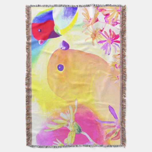 Bright Tie-Dye Birds Decke (Vorderseite Vertikal)