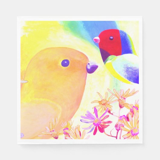 Bright Tie-Dye Birds Serviette (Vorderseite)