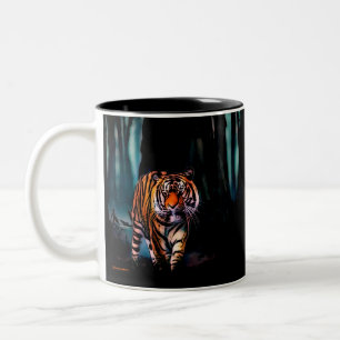 Bright Tiger Dark Forest Zweifarbige Tasse