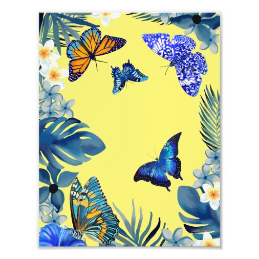 Bright tropical colourful plant butterflies poster (Vorne)