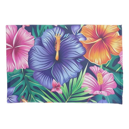 Bright Tropical Floral Pillowcase Kissenbezug (Vorderseite)