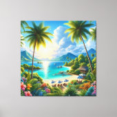 Bright Tropical Landscape With Palm Trees Leinwanddruck (Vorderseite)