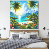 Bright Tropical Landscape With Palm Trees Leinwanddruck (Insitu (Schlafzimmer))