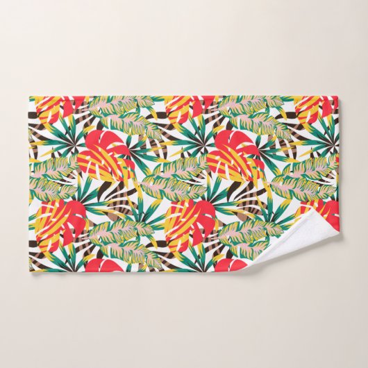 Bright Tropical Pattern Badhandtuch Set (Handtuch)