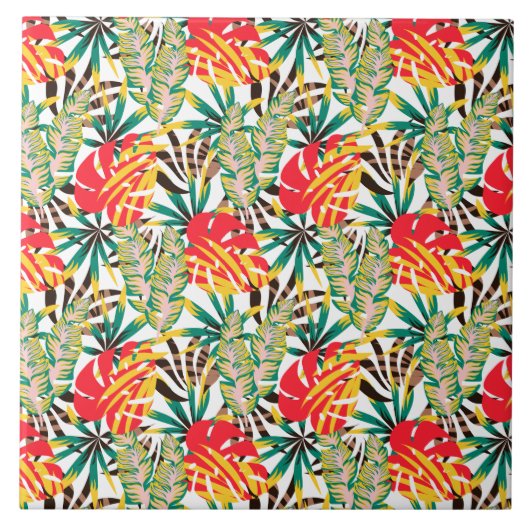 Bright Tropical Pattern Fliese (Vorderseite)