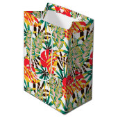 Bright Tropical Pattern Mittlere Geschenktüte (Vorderseite Schrägansicht)