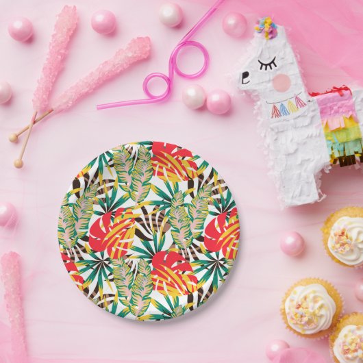 Bright Tropical Pattern Pappteller (Party)