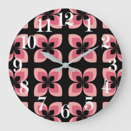 Bright Two Toned Pink Flower Pattern Große Wanduhr