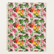 BRIGHT VINTAGE FLORAL BLOOMS ON PINK THROW PILLOW
