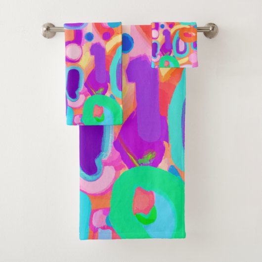 Bright Vivid Colors Pattern Badhandtuch Set (Insitu)