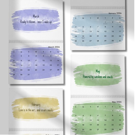 Bright Watercolor Brush Quote Calendar 2026 Kalender