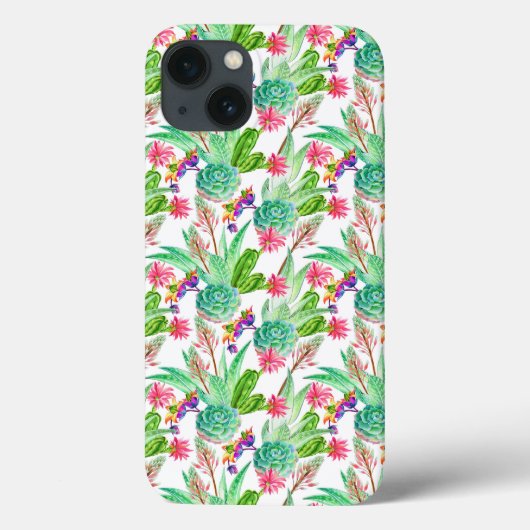 Bright Watercolor Cactus & Succulent Pattern Case-Mate iPhone Hülle (Rückseite)