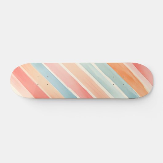 Bright Watercolor Colorful Stripe Pattern Skateboard (Horizontal)