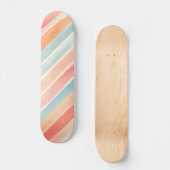 Bright Watercolor Colorful Stripe Pattern Skateboard (Vorderseite)
