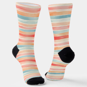 Bright Watercolor Farbenfrohe Streifenmuster Socken
