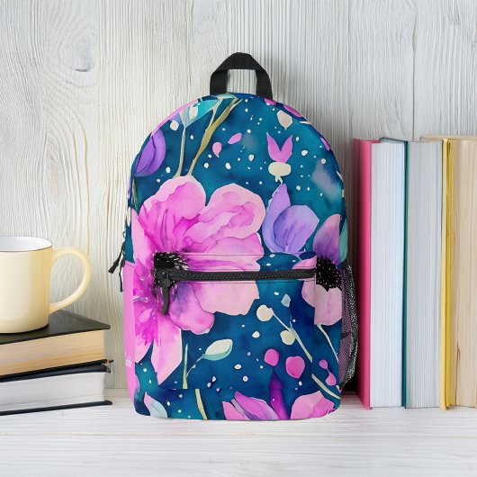Bright Watercolor Florals Personalisiert Bedruckter Rucksack