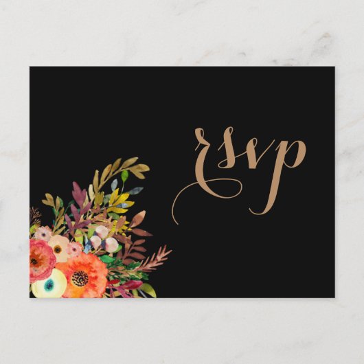 Bright Watercolor Florals Wedding RSVP Einladung (Vorderseite)