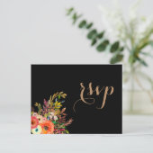 Bright Watercolor Florals Wedding RSVP Einladung (Stehend Vorderseite)