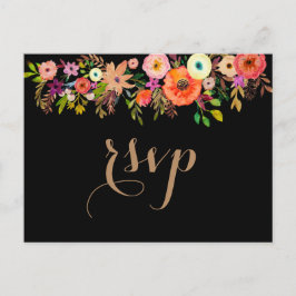 Bright Watercolor Florals Wedding RSVP Einladung