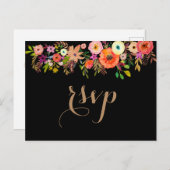 Bright Watercolor Florals Wedding RSVP Einladung (Vorne/Hinten)