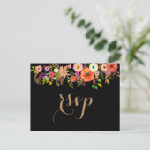 Bright Watercolor Florals Wedding RSVP Einladung (Stehend Vorderseite)