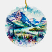 Bright Watercolor Glacier National Park Keramik Ornament (Vorne)