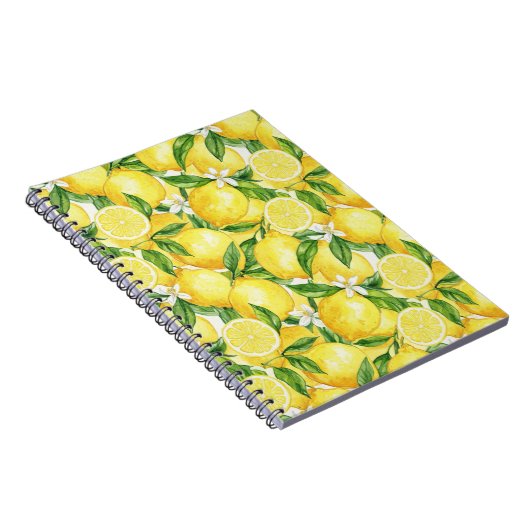Bright Watercolor Lemon Pattern Notizblock (Rechte Seite)