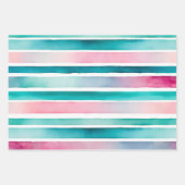 Bright Watercolor Stripes Wrapping Paper Sheets Geschenkpapier Set (Vorderseite 2)