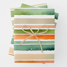 Bright Watercolor Stripes Wrapping Paper Sheets Geschenkpapier Set