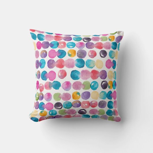 Bright Watercolor Throw Pillow – Colorful Abstract Kissen (Vorderseite)