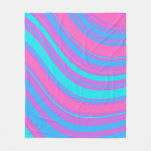 Bright Wavy Retro Muster Fleecedecke