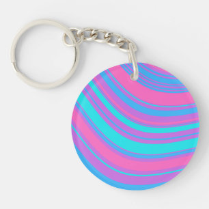 Bright Wavy Retro Muster Schlüsselanhänger