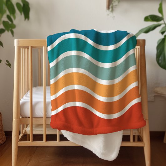 Bright Wavy Stripes Muster mit Monogramm Sherpadecke