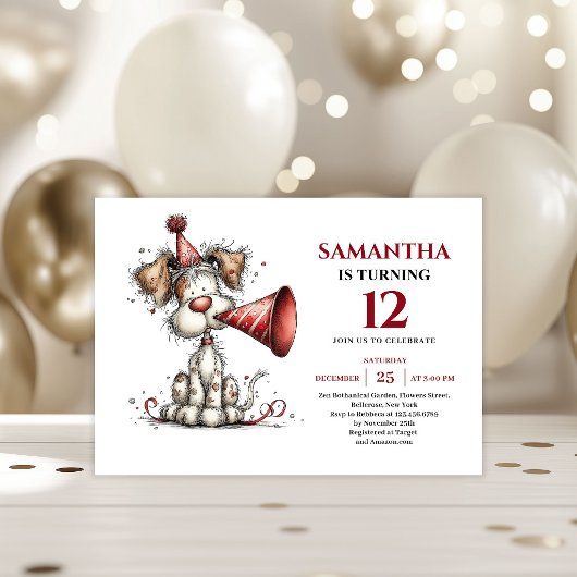 Bright whimsical dog animals theme kids birthday einladung