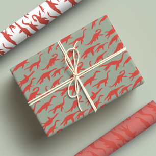 Bright & Whimsical Modern Red Loch Ness Monster Geschenkpapier Set