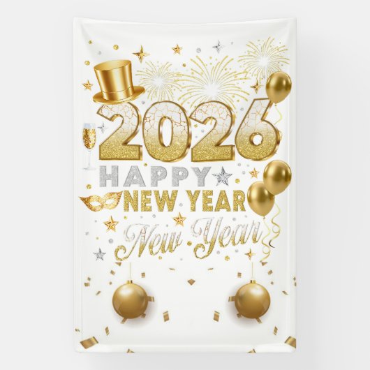Bright White New Year Celebration  Banner (Vertikal)