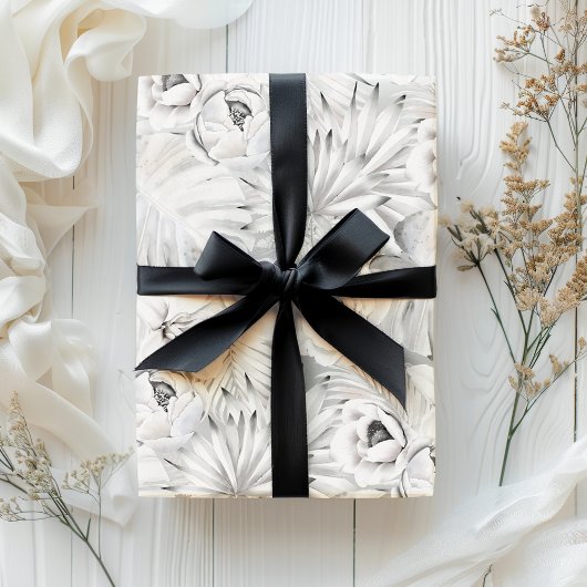 Bright White Tonal Tropical Botanical Geschenkpapier Set