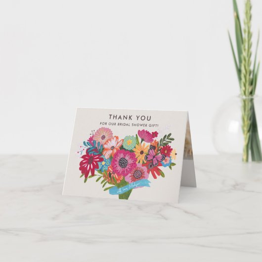 Bright Wildflower Bouquet Bridal Shower Dankeskarte (Vorderseite)