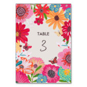 Bright Wildflower Bridal Shower Tischnummer (Vorderseite)