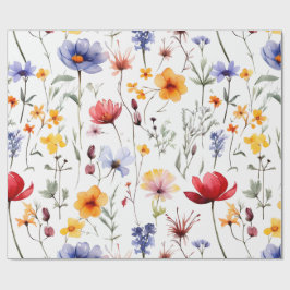 Bright Wildflower Meadow in Watercolor Pastel Tone Geschenkpapier