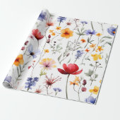 Bright Wildflower Meadow in Watercolor Pastel Tone Geschenkpapier (Ungerollt)