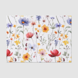 Bright Wildflower Meadow in Watercolor Pastel Tone Seidenpapier