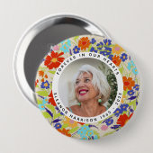 Bright Wildflower Memorial Photo Frame with Text Button (Vorne & Hinten)