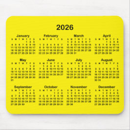 Bright Yellow and Black 2026 Calendar Mousepad