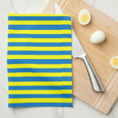 Bright Yellow and Blue Stripes Geschirrtuch (Viertel Falte)