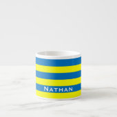 Bright Yellow and Blue Stripes Personalised Espressotasse (Vorderseite)