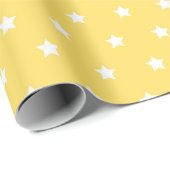 Bright Yellow Background with White Star Pattern Geschenkpapier (Rolleneckpunkt)