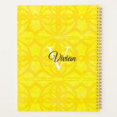 Bright Yellow Batik Elegante Monogram Name Planner Planer (Rückseite)