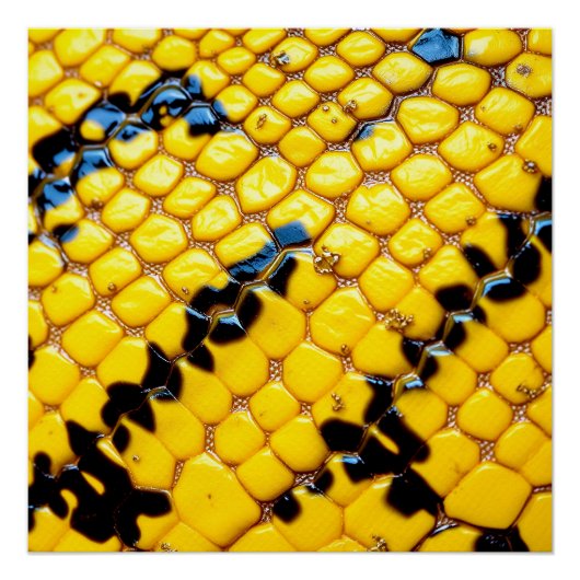 Bright Yellow Black Snake Skin Scales Animal Print Poster (Vorderseite)
