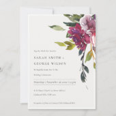 Bright Yellow Blush Burgund Bloral Wedite Einladun Dankeskarte (Vorderseite)